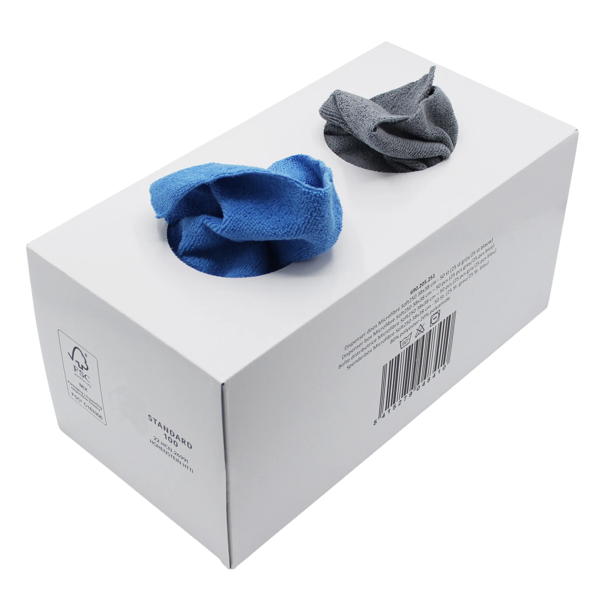 VTOP PANO MICROFIBRA SOFT 38X38 CAIXA 50 PCS (25AZUL+25CINZA