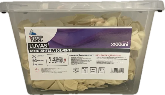 VTOP LUVA LATEX RESISTENTE A?SOLVENTES SEM PO CX100 TAM XL