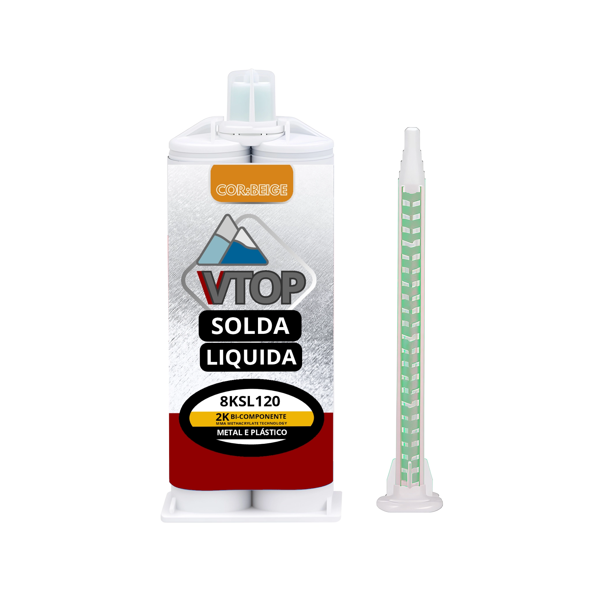 VTOP SOLDA LIQUIDA METAL E PLAST. SL121 (+1 BICO)-50ML PRETO
